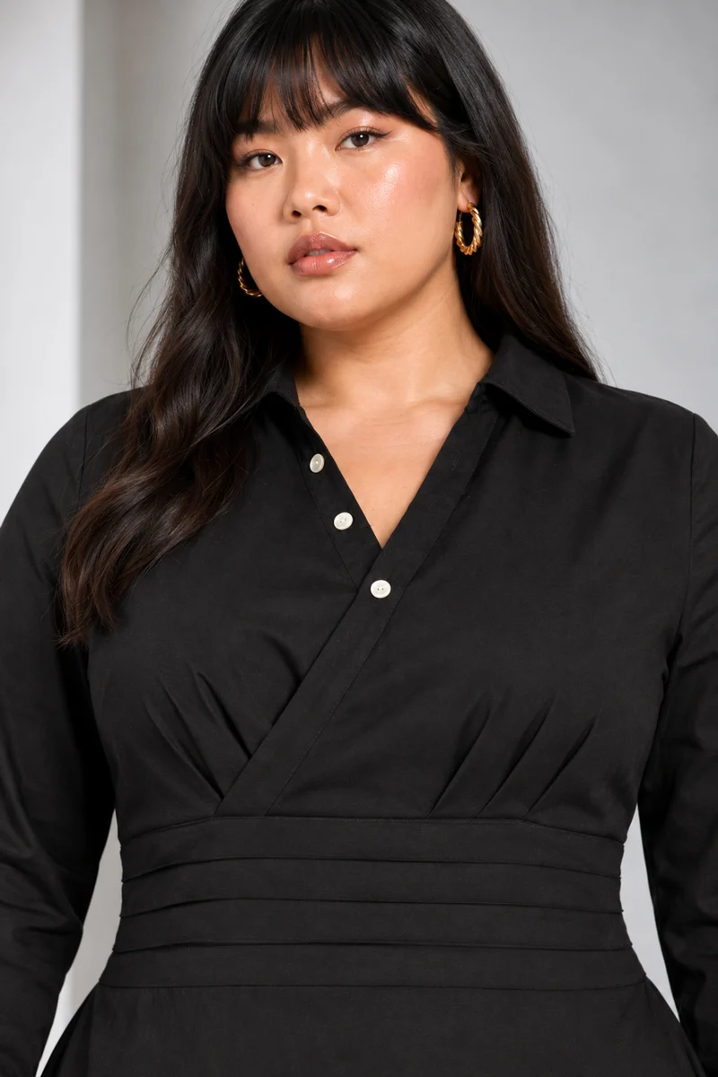 Corva|Cotton Wrap Style Shirt Dress