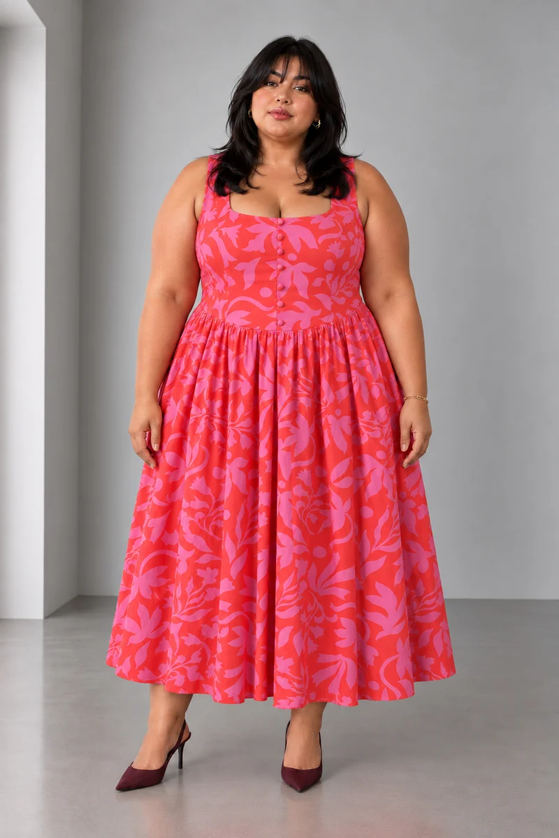 Rivae|Cotton Printed Midi Dress
