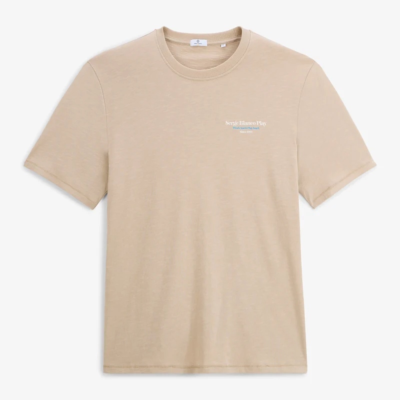 T-shirt manches courtes coton beige sable Friends & Fun SBPLAY