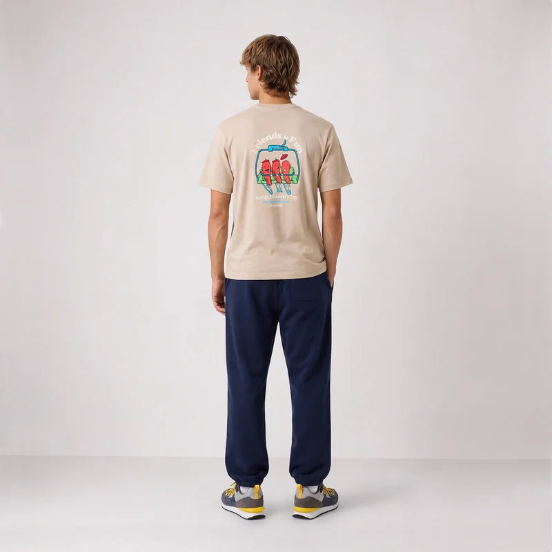 T-shirt manches courtes coton beige sable Friends & Fun SBPLAY