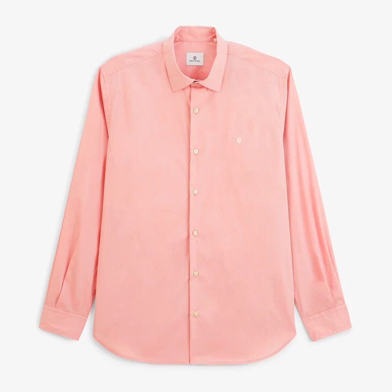Chemise manches longues coton stretch rose