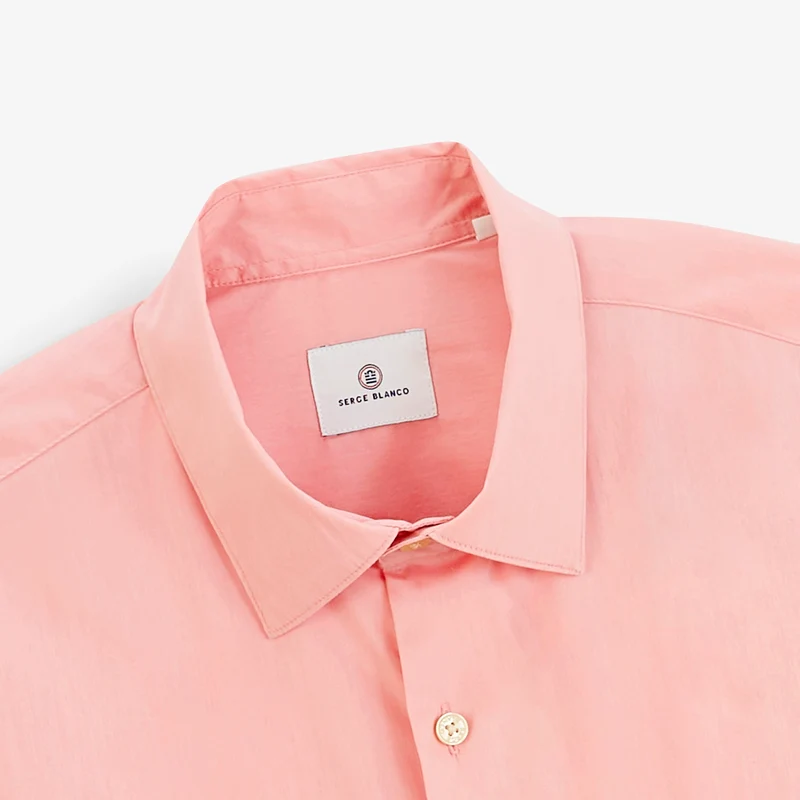 Chemise manches longues coton stretch rose