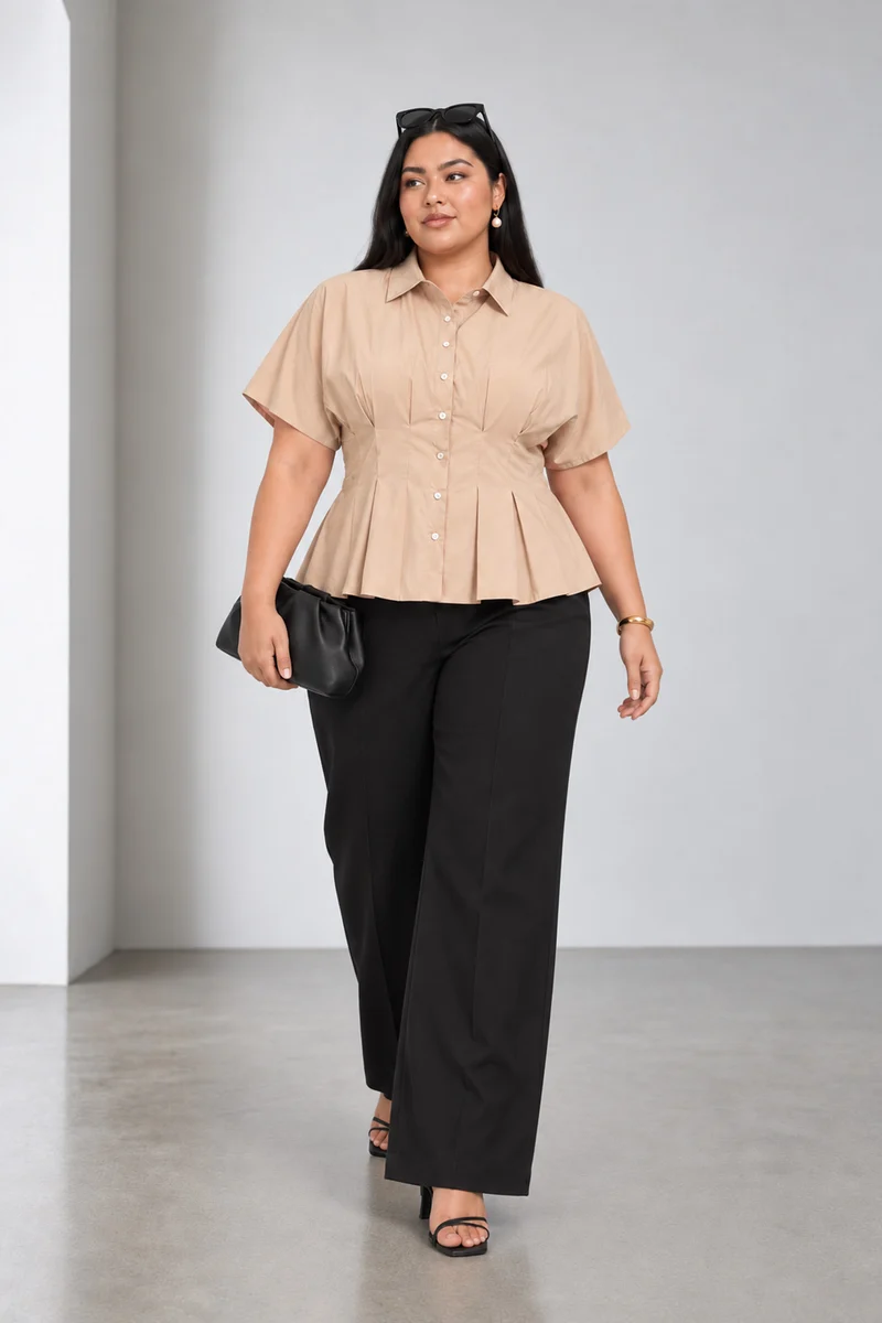 Milan|Cotton Pleated Button Down Shirt