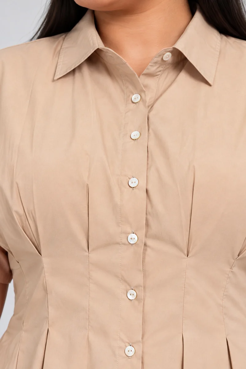 Milan|Cotton Pleated Button Down Shirt