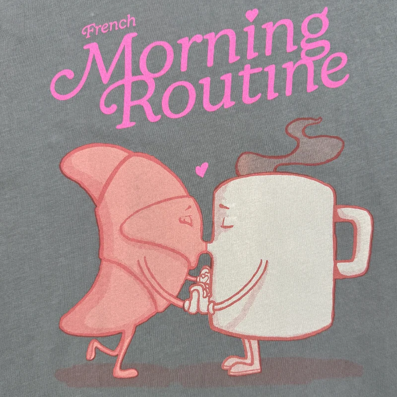 T-shirt manches courtes oversize taupe French Morning Routine SBPLAY
