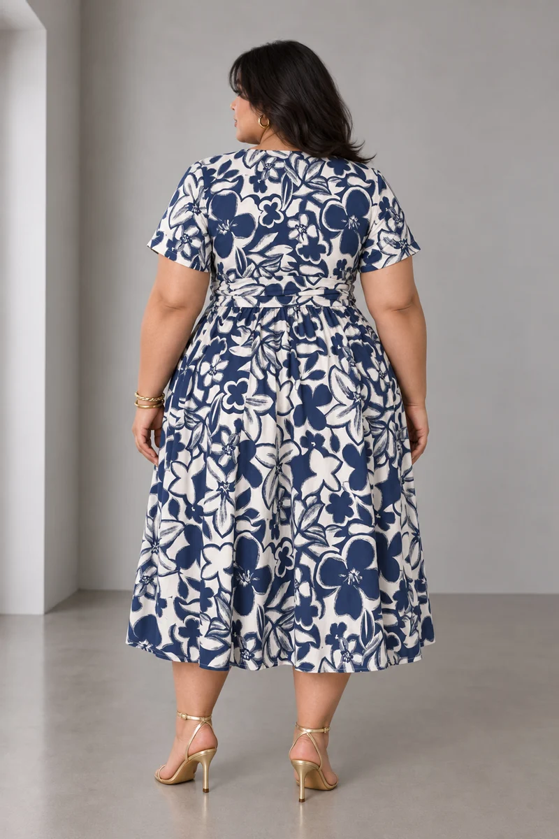 Brivia|Viscose Fit Flare Midi Dress