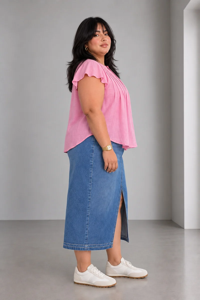 Mirei|Viscose Relaxed Fit Pintuck Top