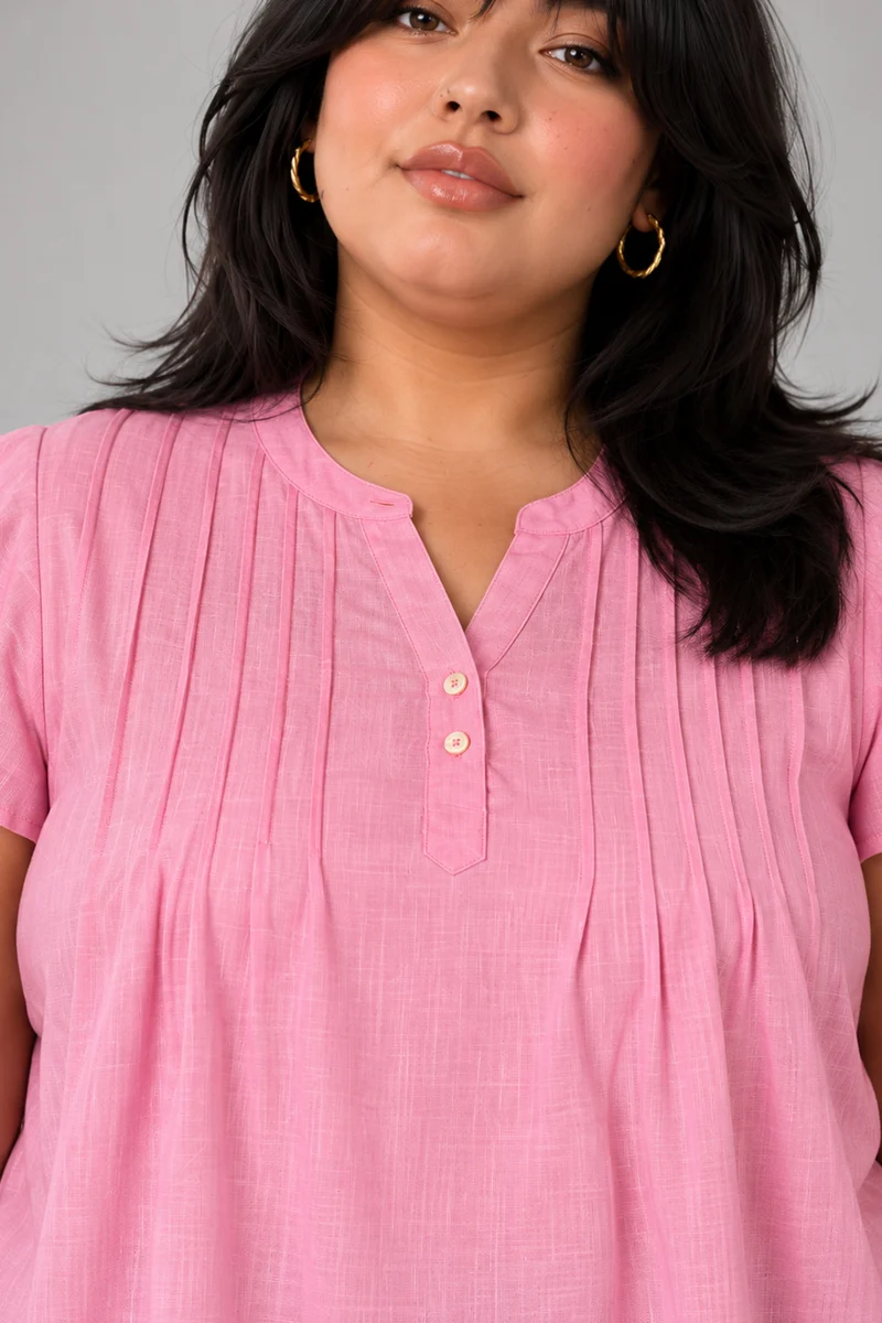 Mirei|Viscose Relaxed Fit Pintuck Top