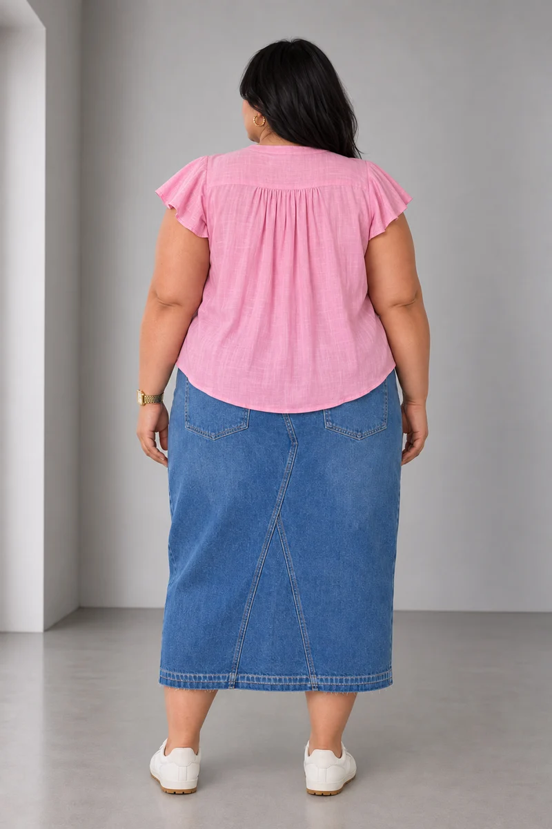 Mirei|Viscose Relaxed Fit Pintuck Top