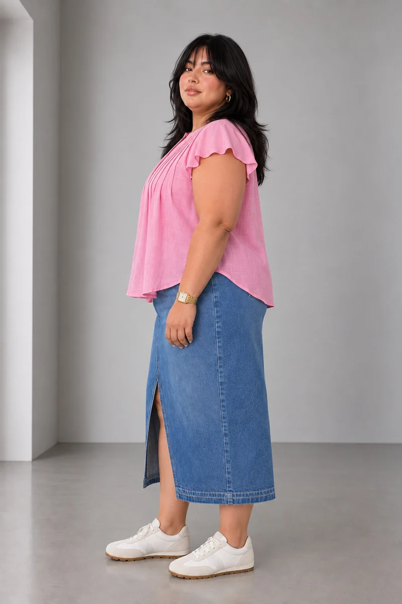 Mirei|Viscose Relaxed Fit Pintuck Top