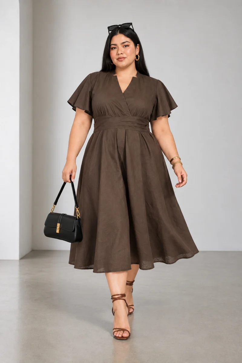 Vesna|Cotton Fit Flared Midi Dress