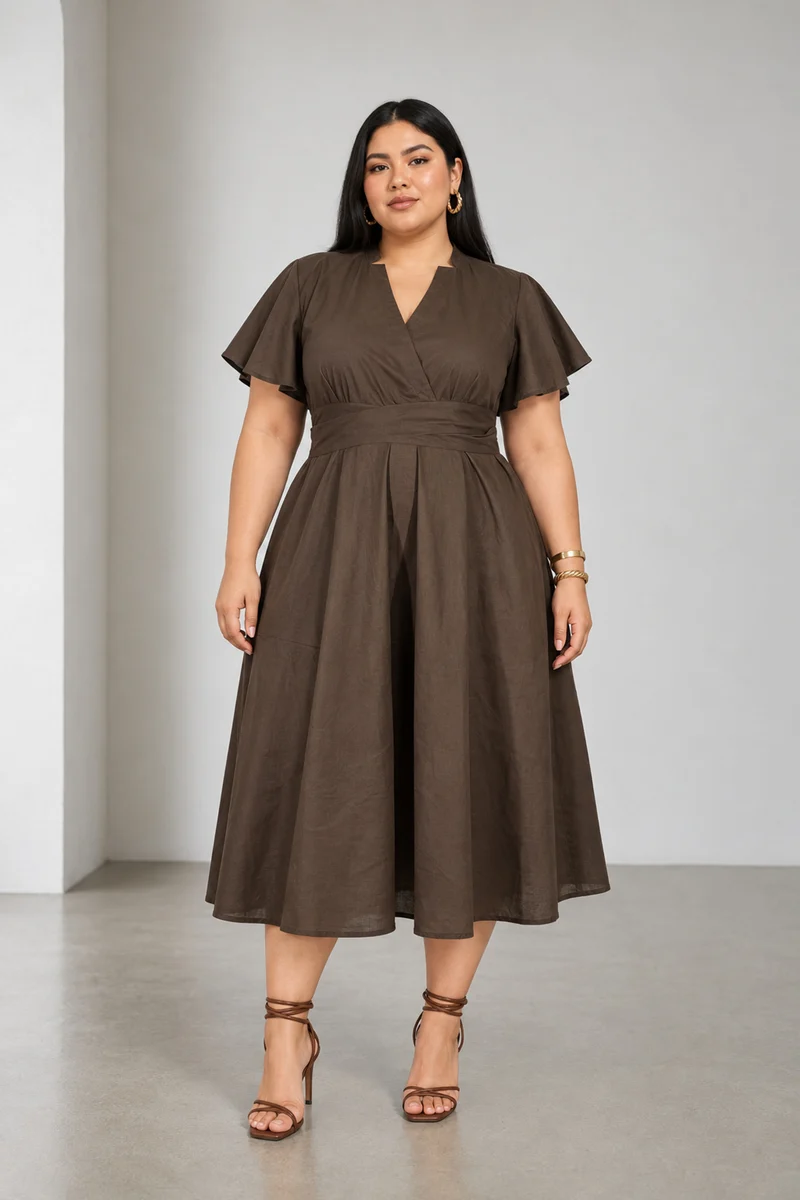 Vesna|Cotton Fit Flared Midi Dress