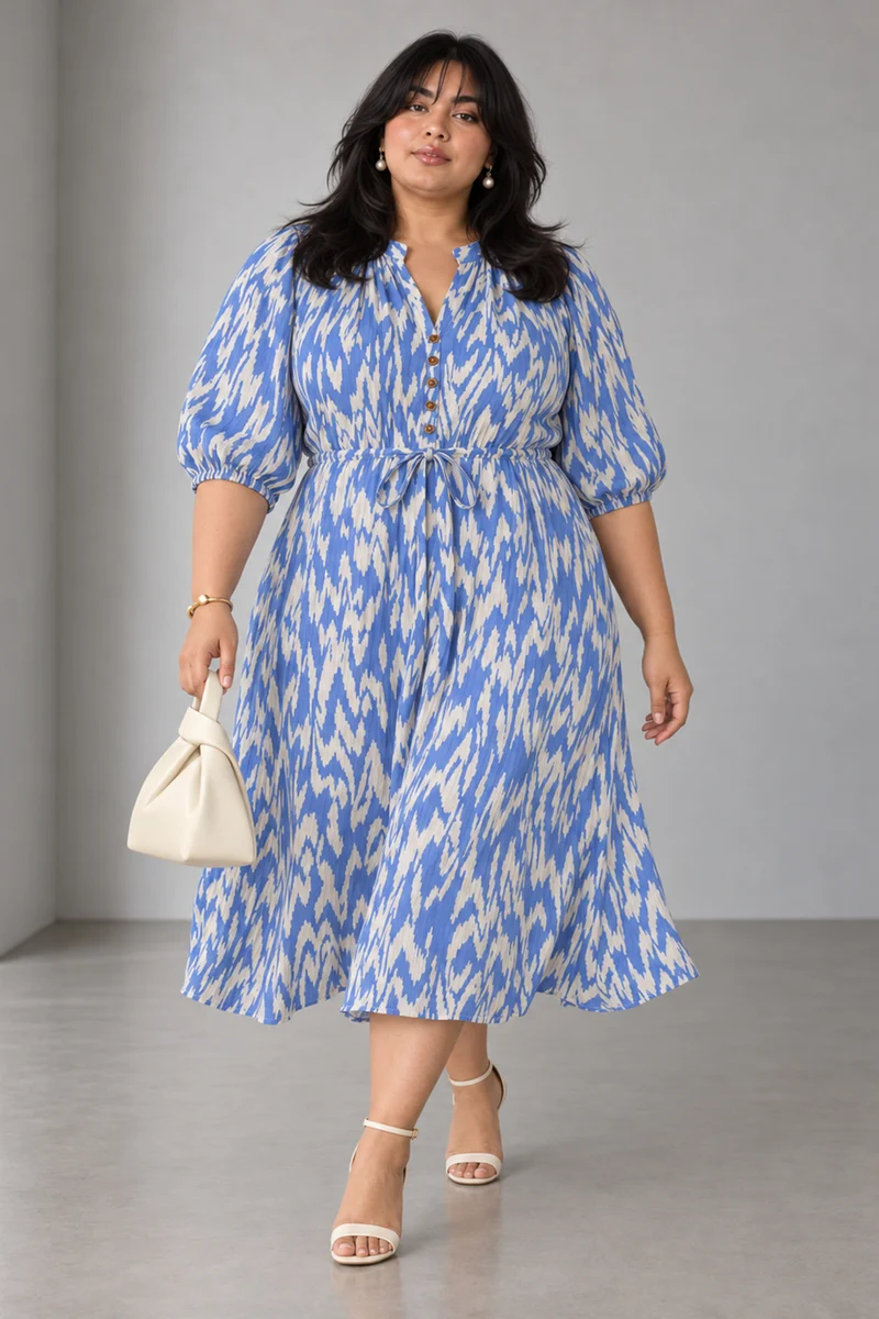 Sovia|Viscose Fit And Flare Maxi Dress