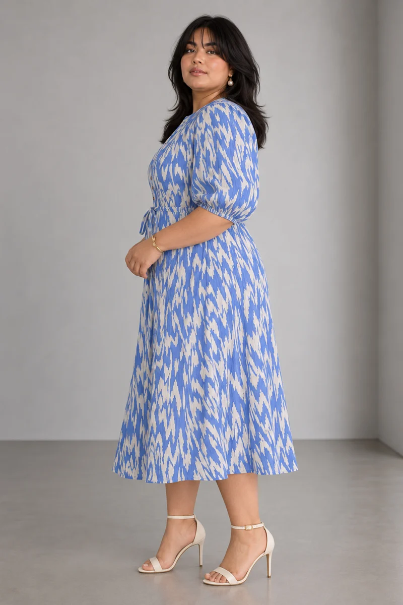 Sovia|Viscose Fit And Flare Maxi Dress