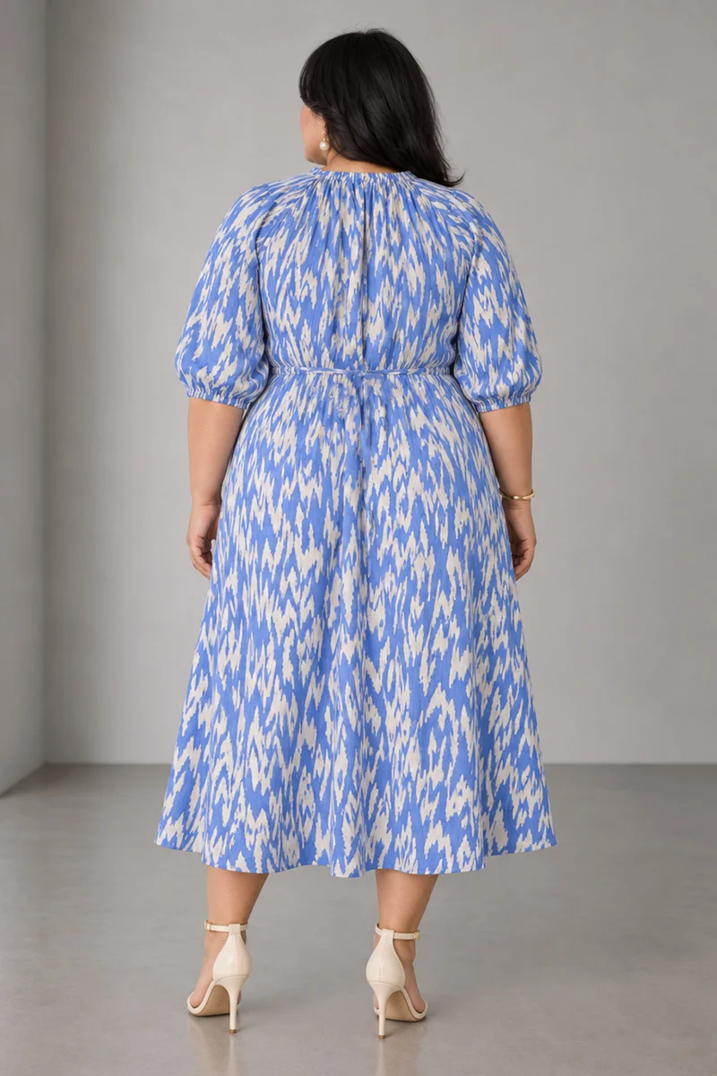 Sovia|Viscose Fit And Flare Maxi Dress