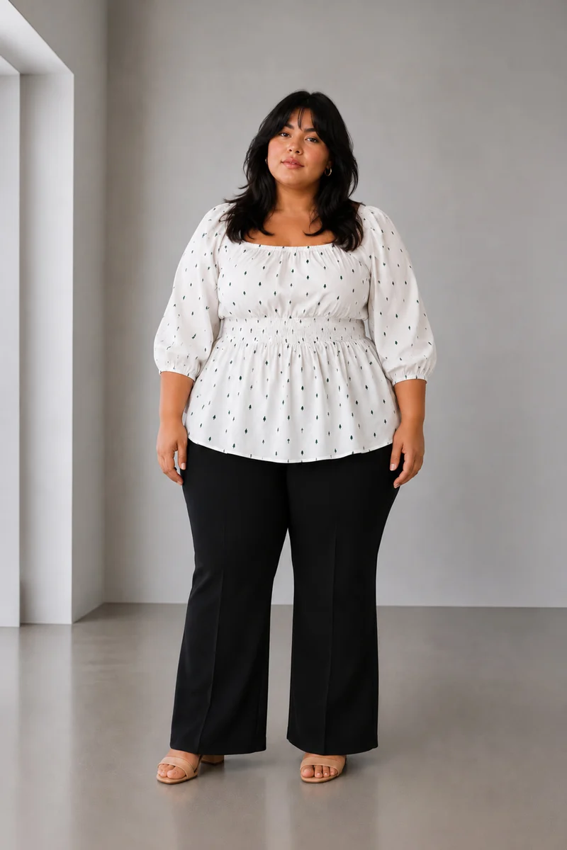 Sylvi|Cotton Square Neck Peplum Top