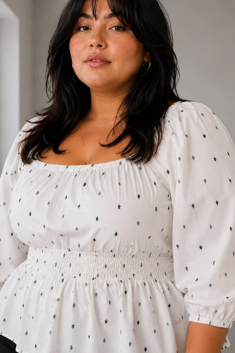 Sylvi|Cotton Square Neck Peplum Top