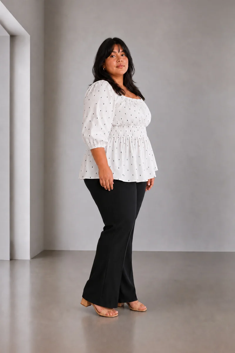Sylvi|Cotton Square Neck Peplum Top