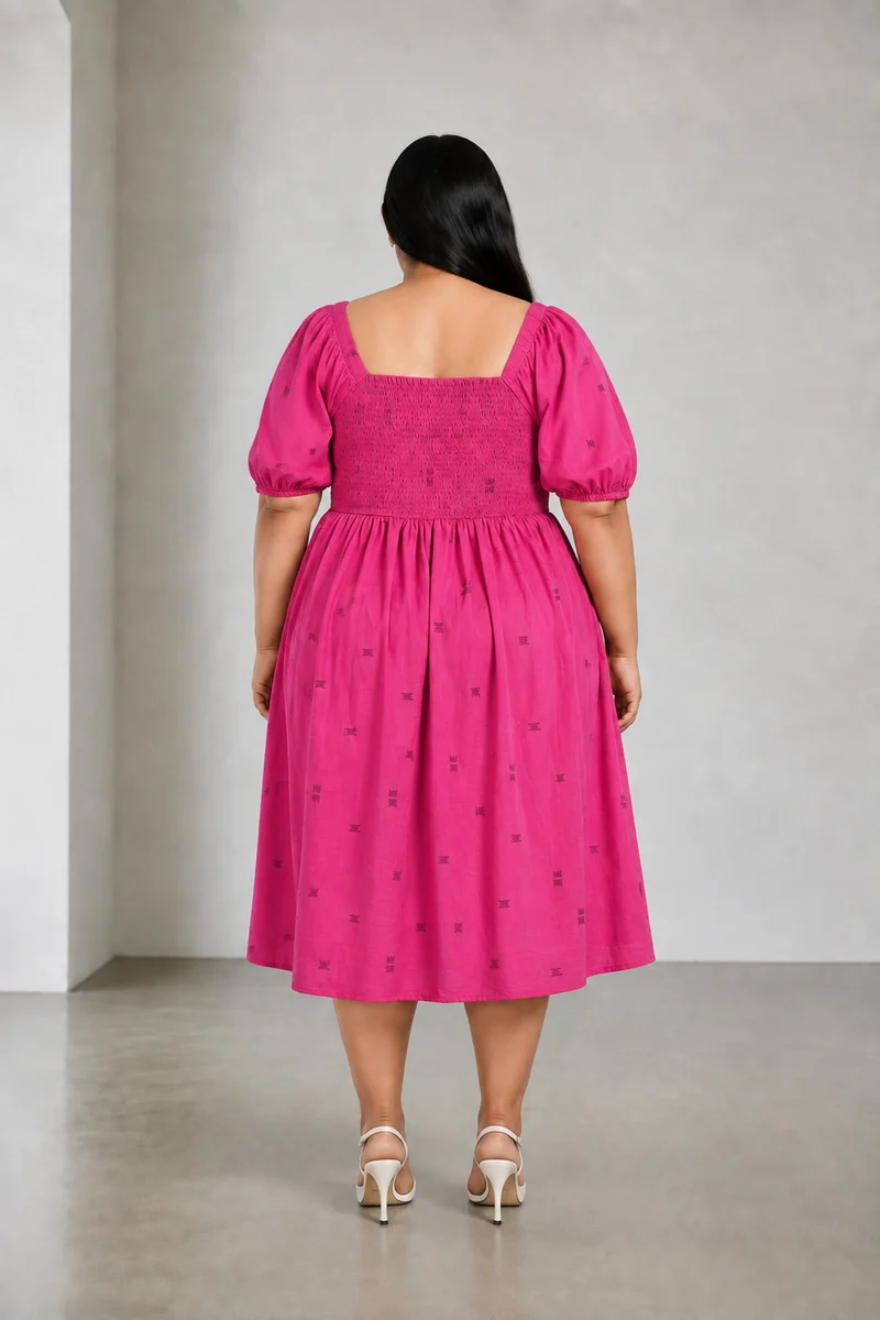 Siora|Cotton Smocked Bodice Midi Dress