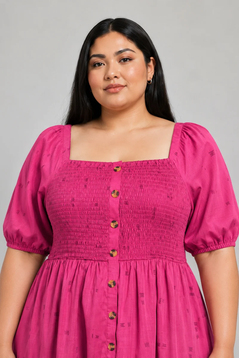 Siora|Cotton Smocked Bodice Midi Dress