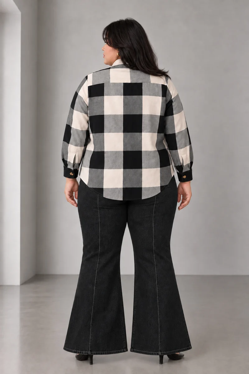 Narel|Cotton Checked Shacket
