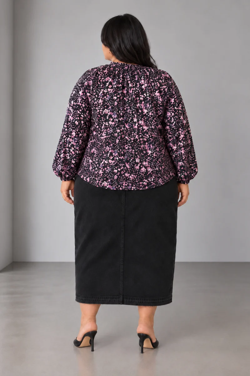 Mavine|Viscose Ruffle Split Vneck