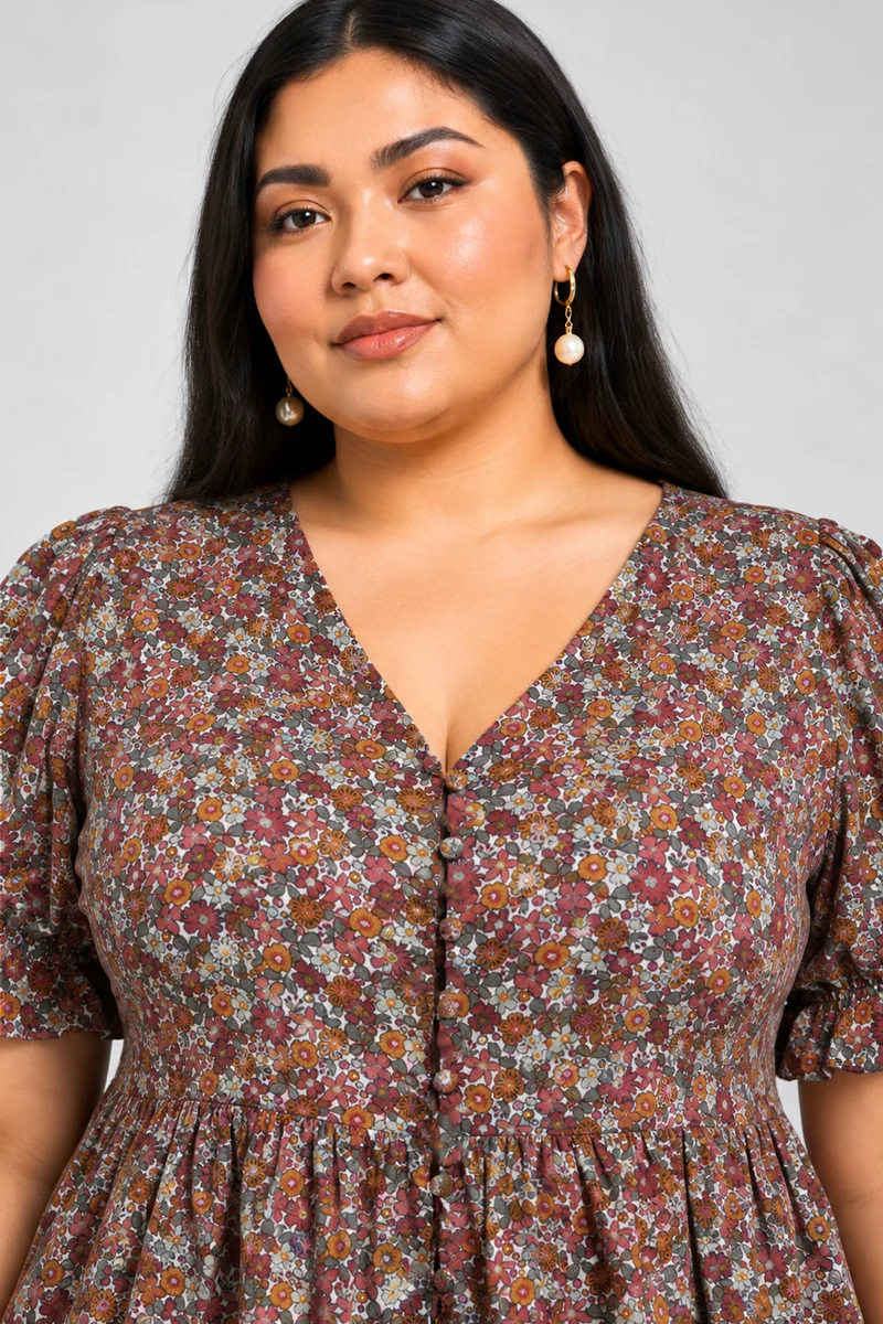 Miretta|Cotton Vneck Peplum Top