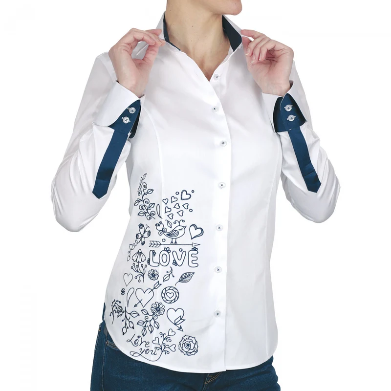 Chemise femme brodée coupe cintrée LOVE Andrew Mac Allister