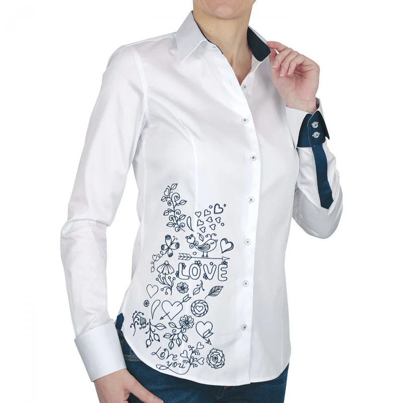Chemise femme brodée coupe cintrée LOVE Andrew Mac Allister