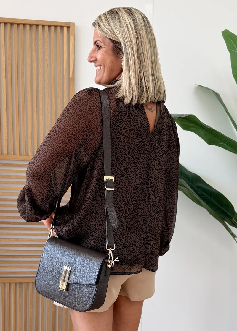 Blouse Fluide Léopard à Lavallière