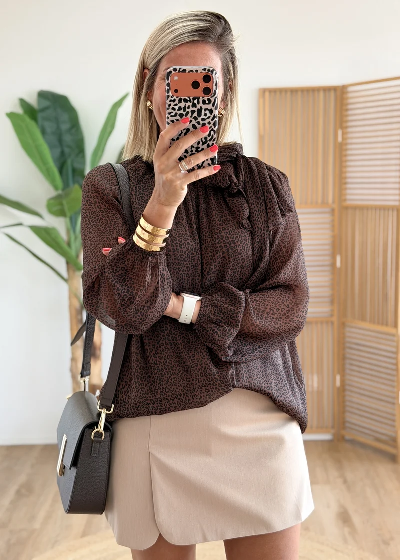 Blouse Fluide Léopard à Lavallière