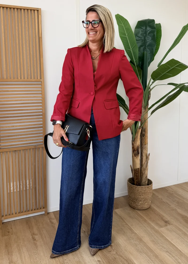 Blazer à épaulettes - Broderie le long de l'ouverture