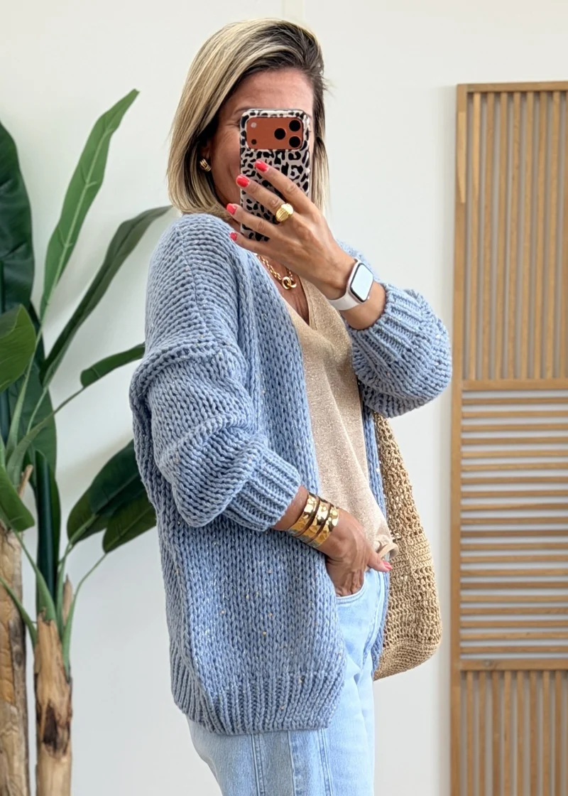 Gilet Grosse Maille à Sequins