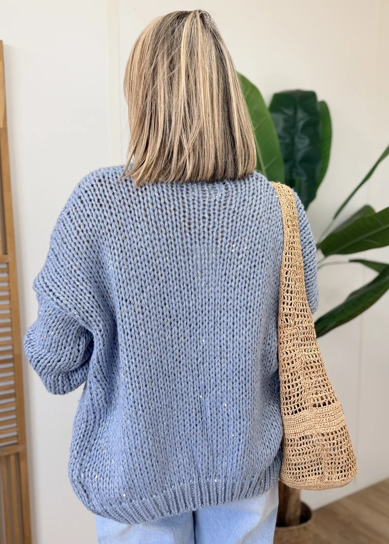 Gilet Grosse Maille à Sequins