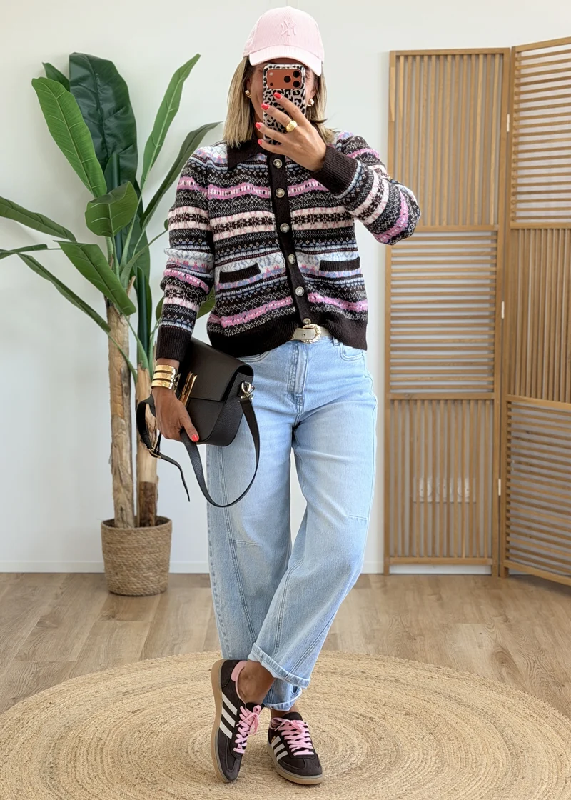 Gilet avec col et boutons effet bois