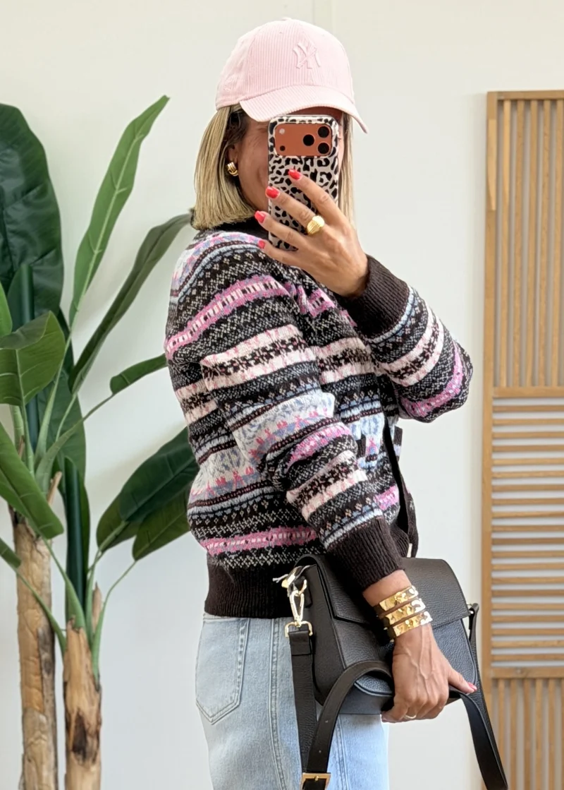 Gilet avec col et boutons effet bois