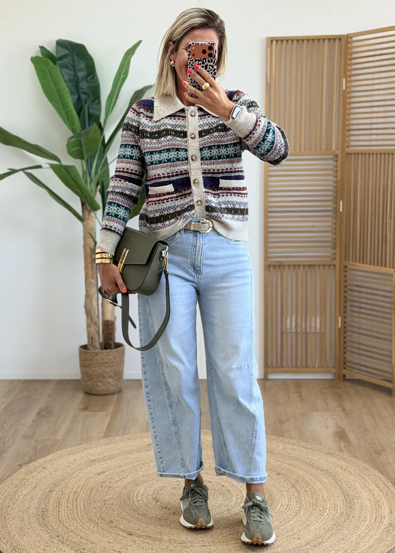 Gilet avec col et boutons effet bois