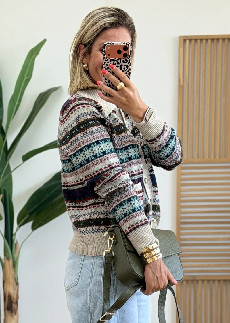 Gilet avec col et boutons effet bois