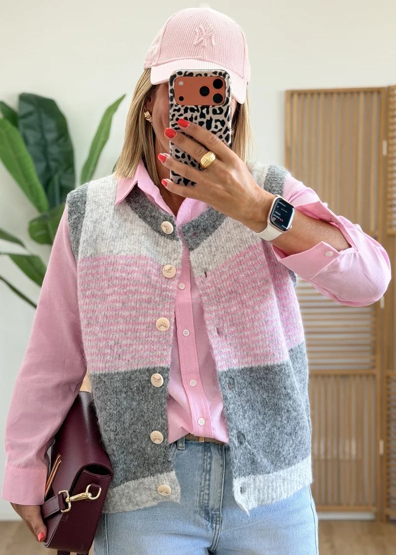 Gilet sans manches – Jolis boutons – Dégradé de couleurs