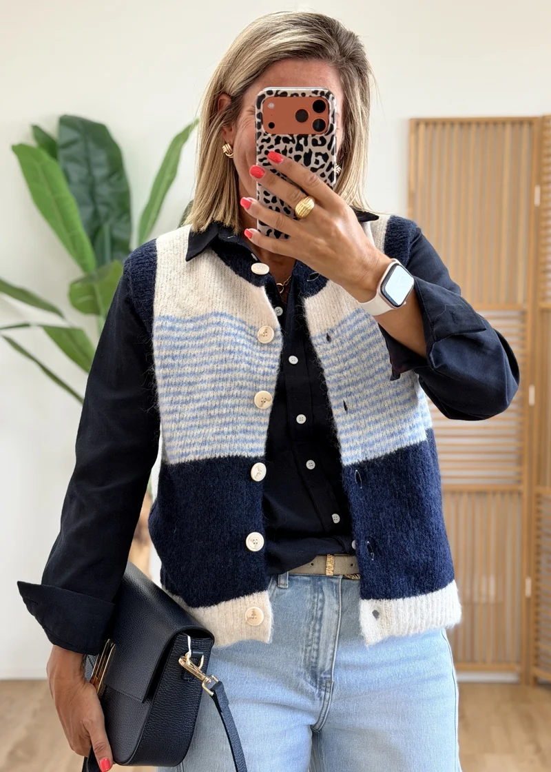 Gilet sans manches – Jolis boutons – Dégradé de couleurs