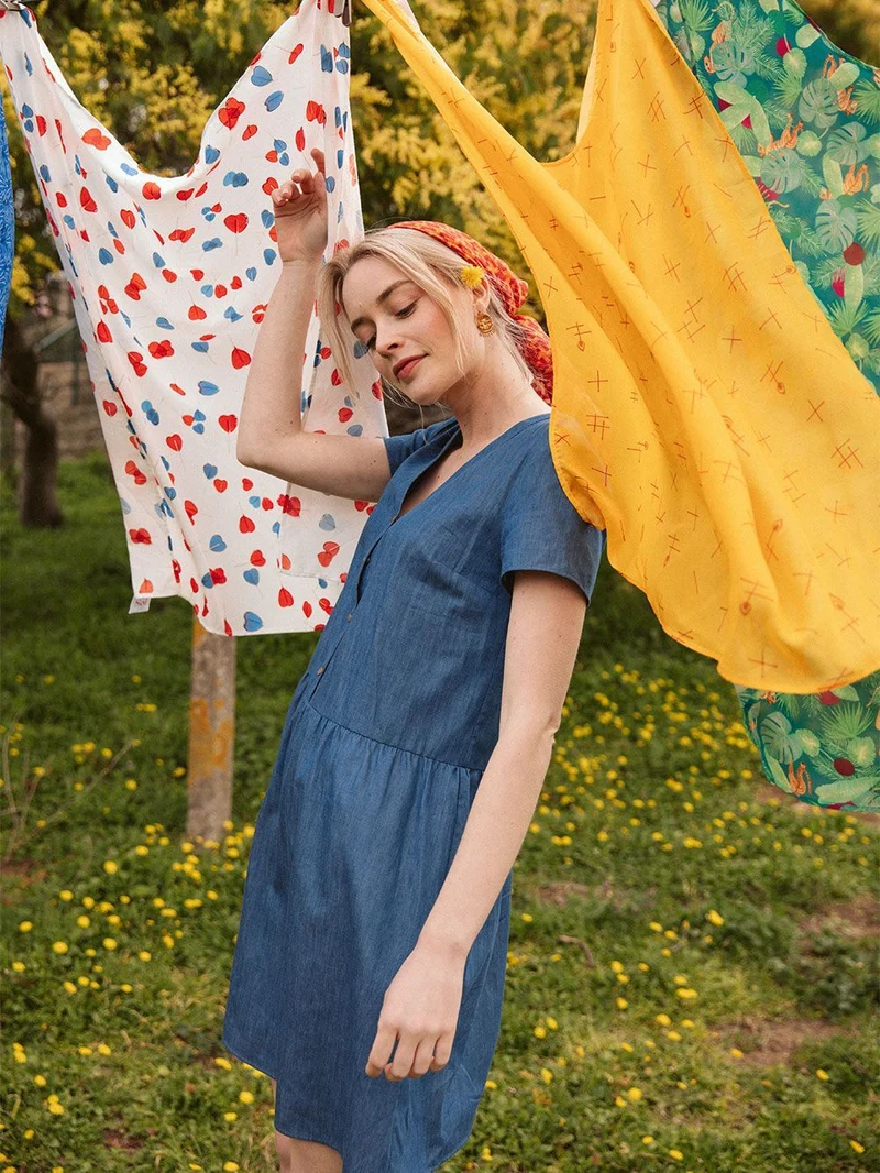 Robe Frivole en lyocell Bleu Denim