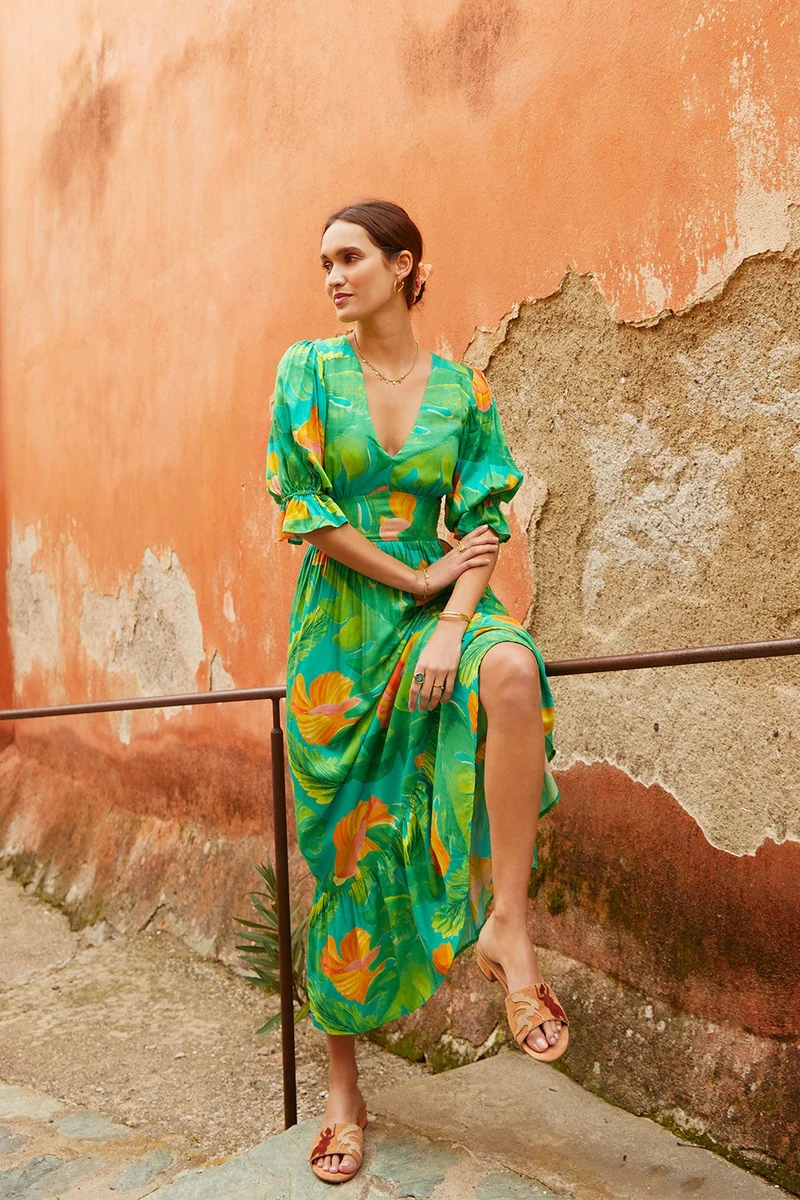 Robe Bohème imprimé Carnaval de Rio