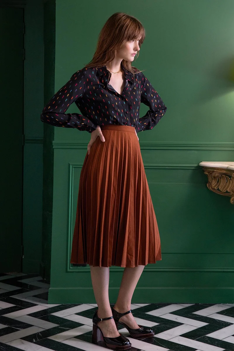 Chemisier Reine Elisabeth Noir en soie