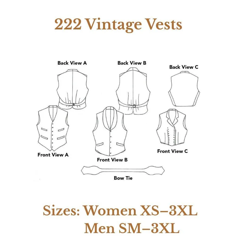 PATRON DE COUTURE PDF | 222 Gilets vintage | Folkwear | UNISEXE