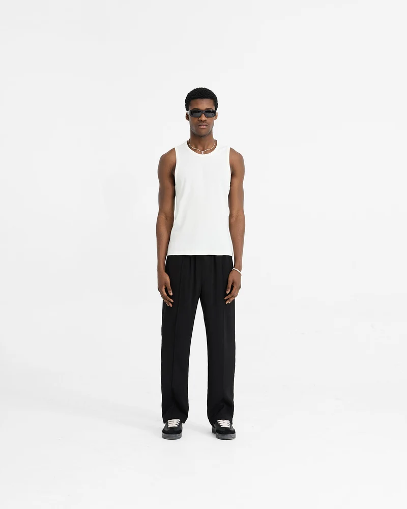 Initial Rib Vest - Flat White