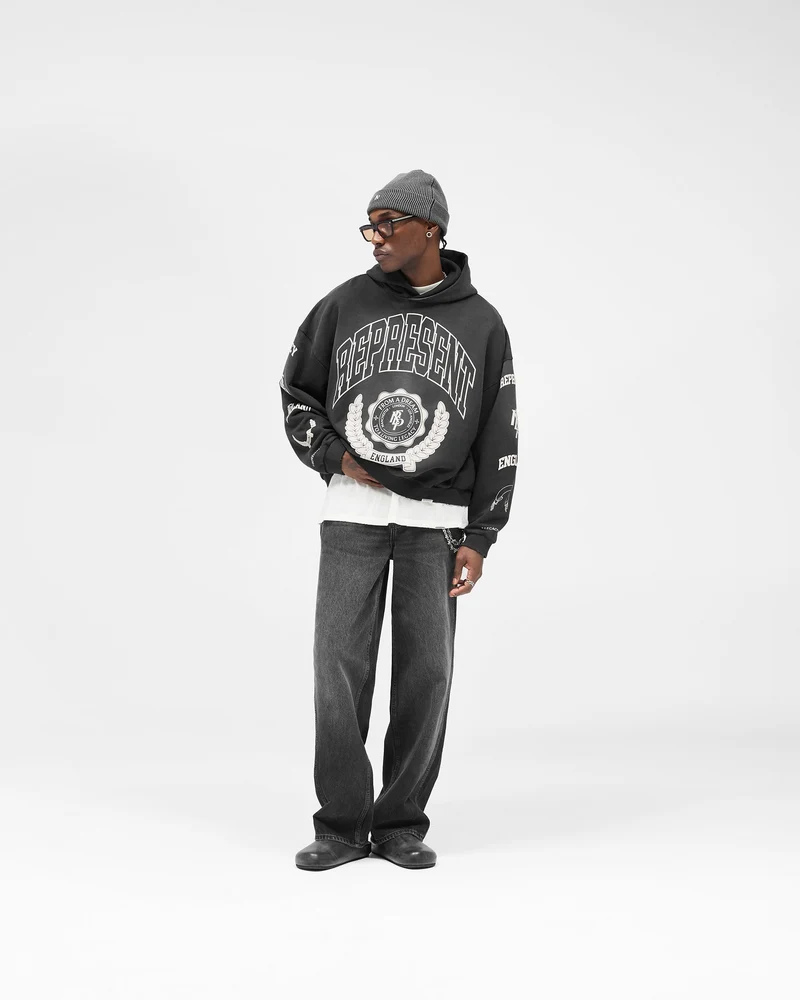Represent Legacy Crest Hoodie - Stained Black