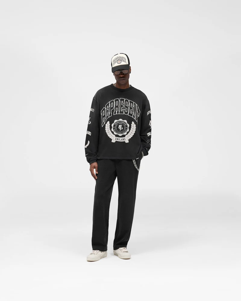 Legacy Crest Long Sleeve T-Shirt - Stained Black