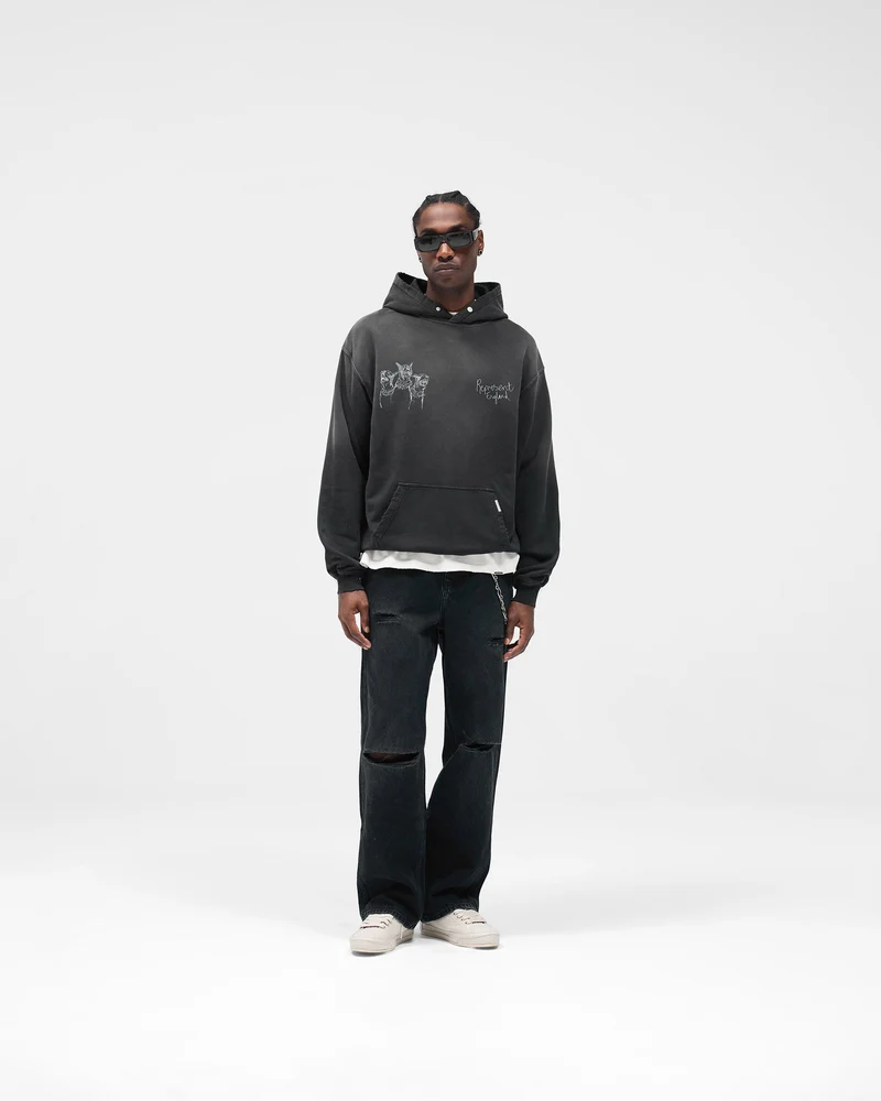 Hand Drawn Thoroughbred Hoodie - Aged Black