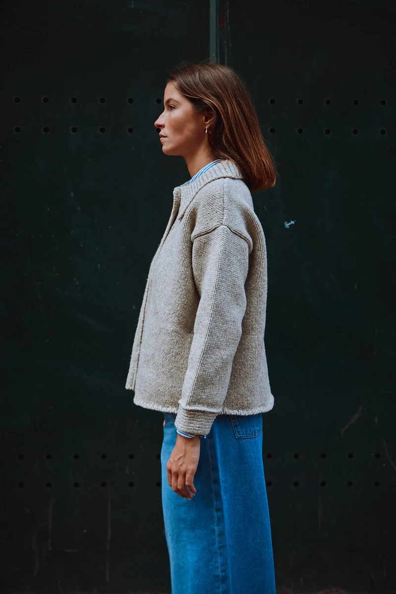 CALAMITY Knit Jacket in Merino Wool - Beige