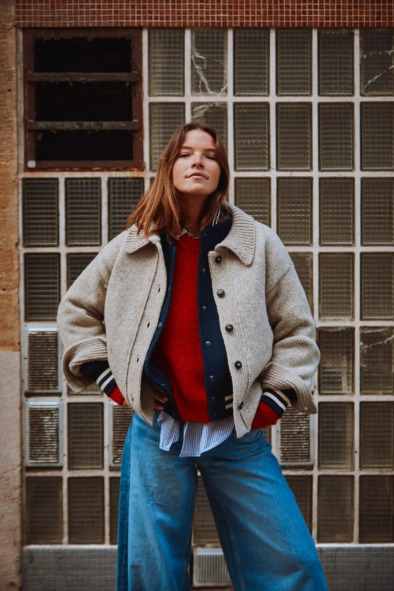 CALAMITY Knit Jacket in Merino Wool - Beige